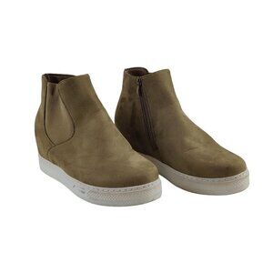 Womens Bootie High Top Sneaker Sz 10 Faux Suede Ankle Zipper